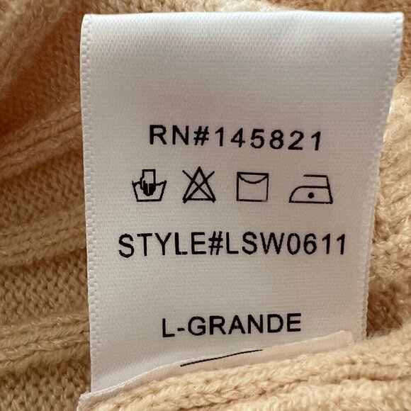 Boutique Ribbed Cream Long Sleeve Cowl/Turtleneck Sweater - Picture 8 of 8